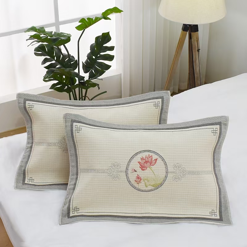 M【荷花】52*78一对装轻奢高端精梳罗布麻枕巾