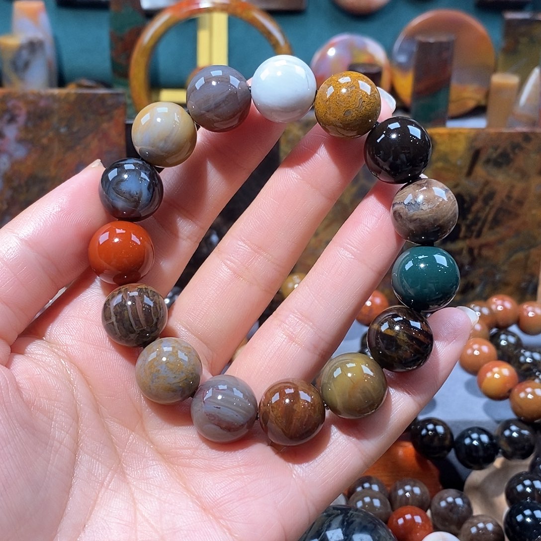 硅化玉天然北票硅化玉手串未镶嵌彩*天然北票硅化玉手串