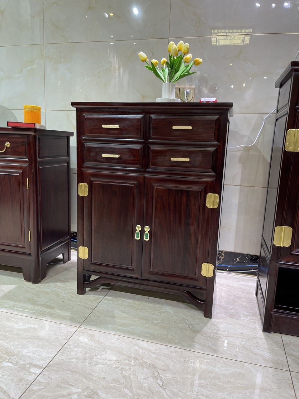 唐尊阁红木多功能柜黑酸枝茶水柜餐边储物柜尺寸70-40-92
