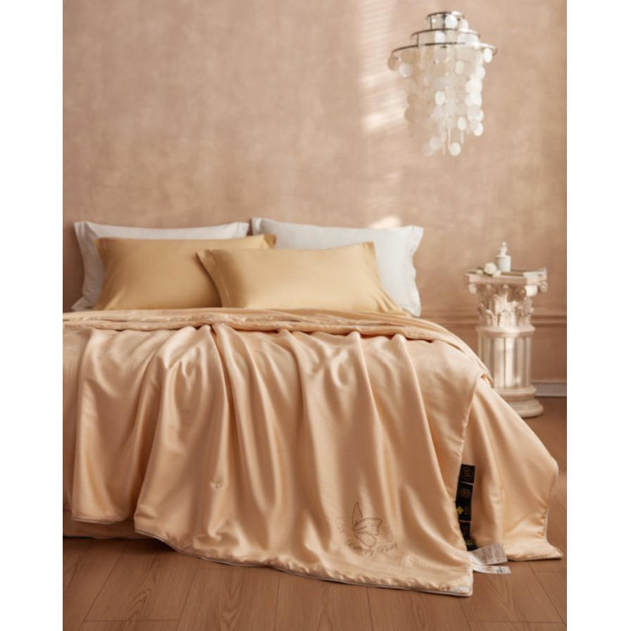 【专柜清仓】YS贡缎提花手工定位纯蚕丝子母被-金缕之梦