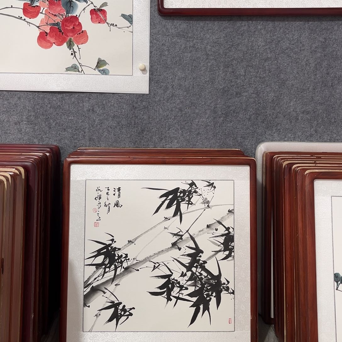 国画书画作品带框63×63