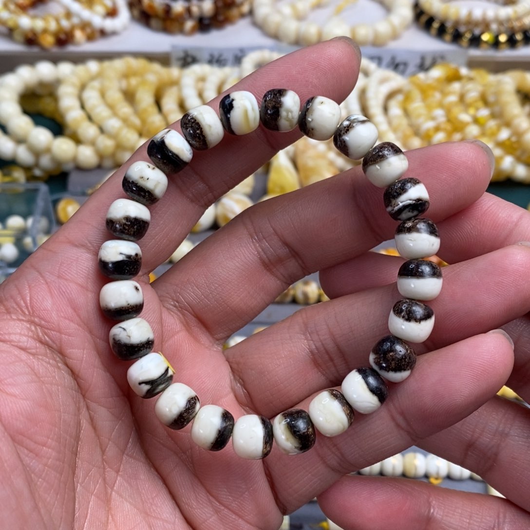 琥珀裸石未镶嵌奥利奥同料老型手串9mm