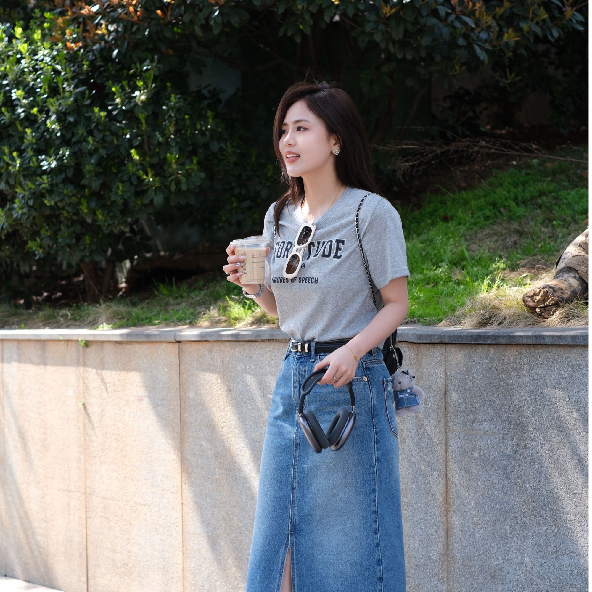 【美式复古】字母刺绣数字简约极简雪花棉短袖T恤2025新款