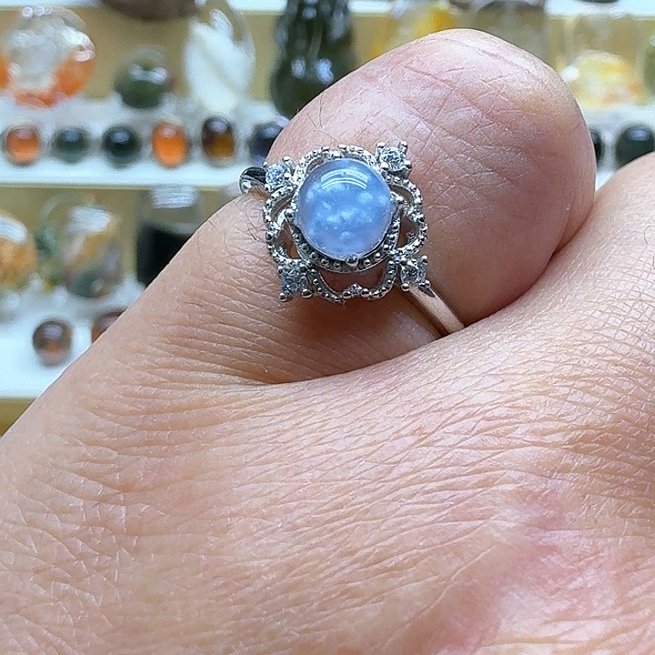 水晶戒指银S925镶嵌戒指