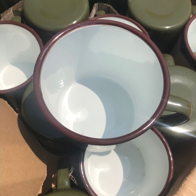 9cm搪瓷茶缸怀旧搪瓷口杯 茶缸子怀旧老式 老式9厘米绿色搪瓷口杯