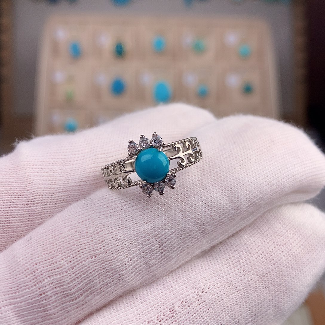 绿松石珠宝奇石银S925镶嵌