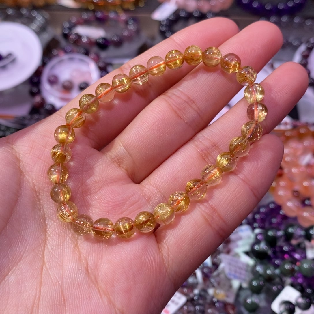 水晶手链未镶嵌小**饱金发晶6+