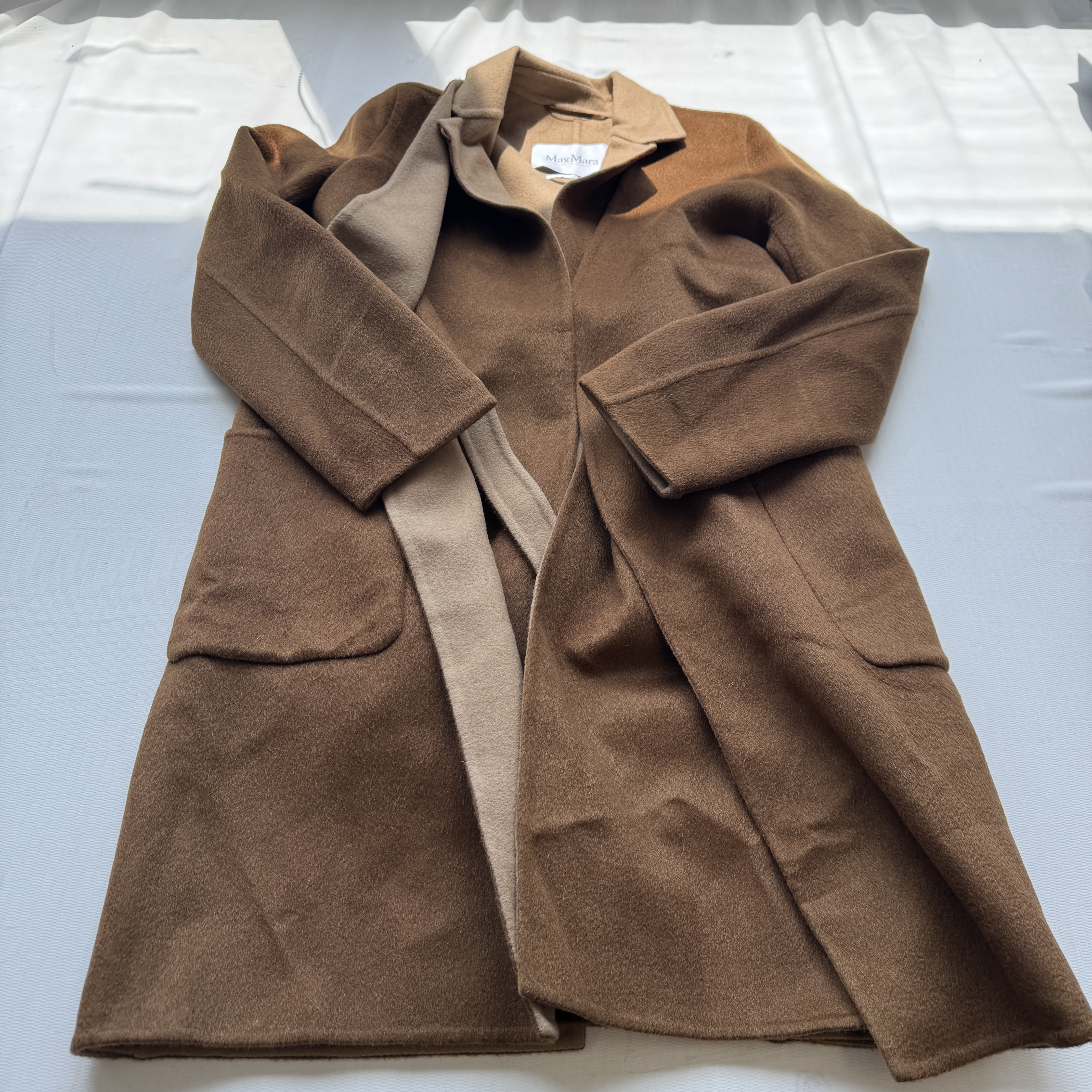 95新 MaxMara 麦殿/山羊绒棕色大衣尺码165/250609VGLVH114