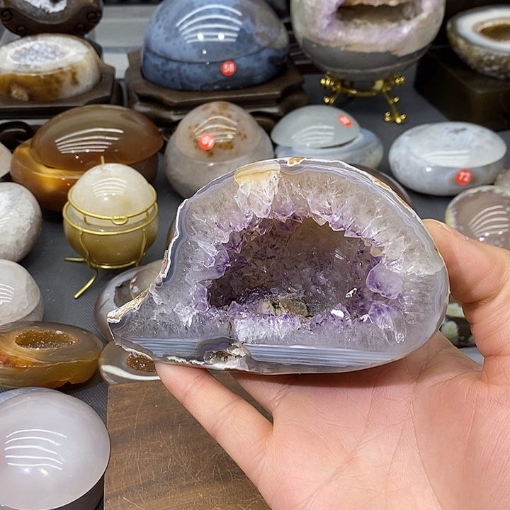 紫晶未镶嵌摆件紫晶钱袋子