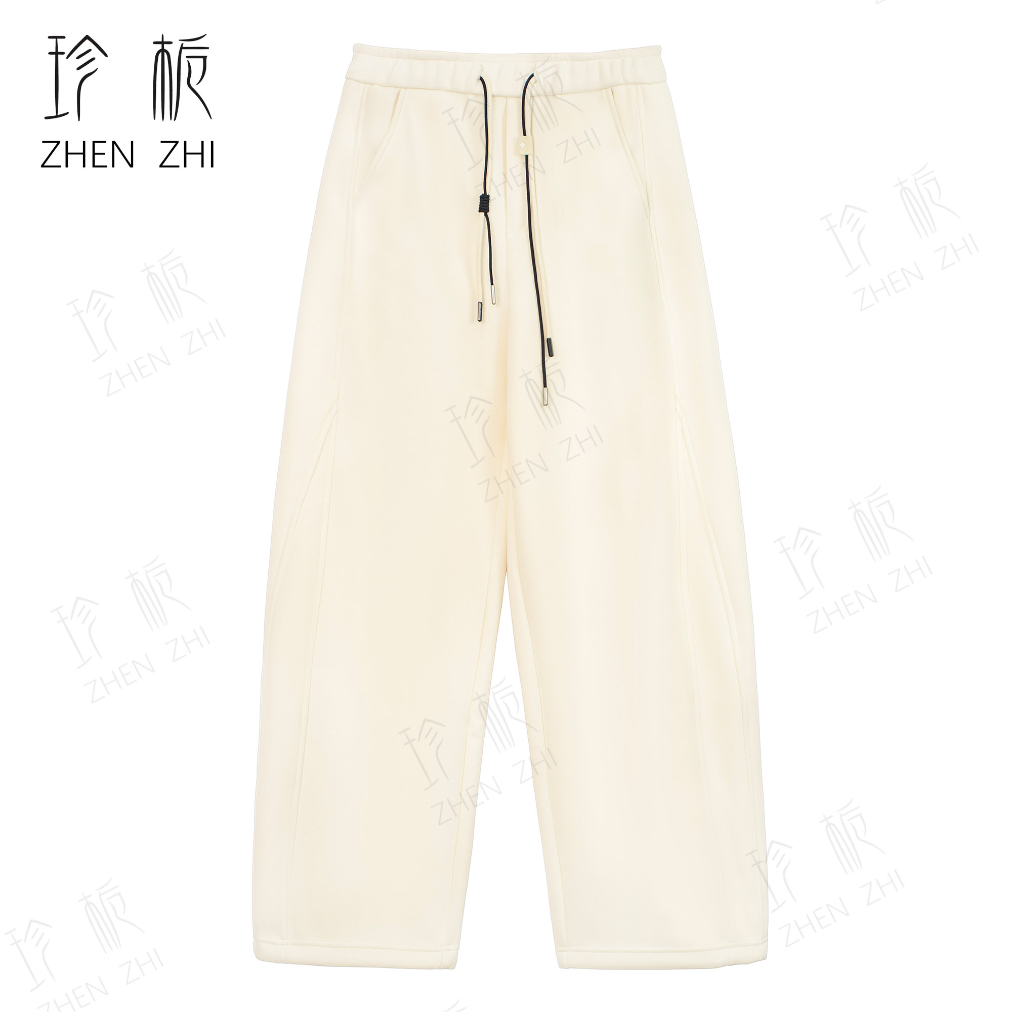 冬季百搭纯色时尚简约宽松高腰厚款保暖抽绳香蕉裤休闲裤HN84097