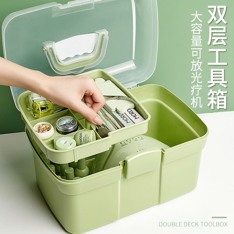 美甲工具箱可放饰品甲油胶光疗机专业大容量箱子收纳盒子