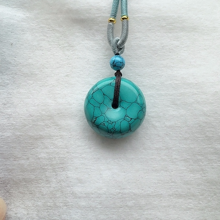 尺寸：24/11➕绿水草纹平安扣吊坠