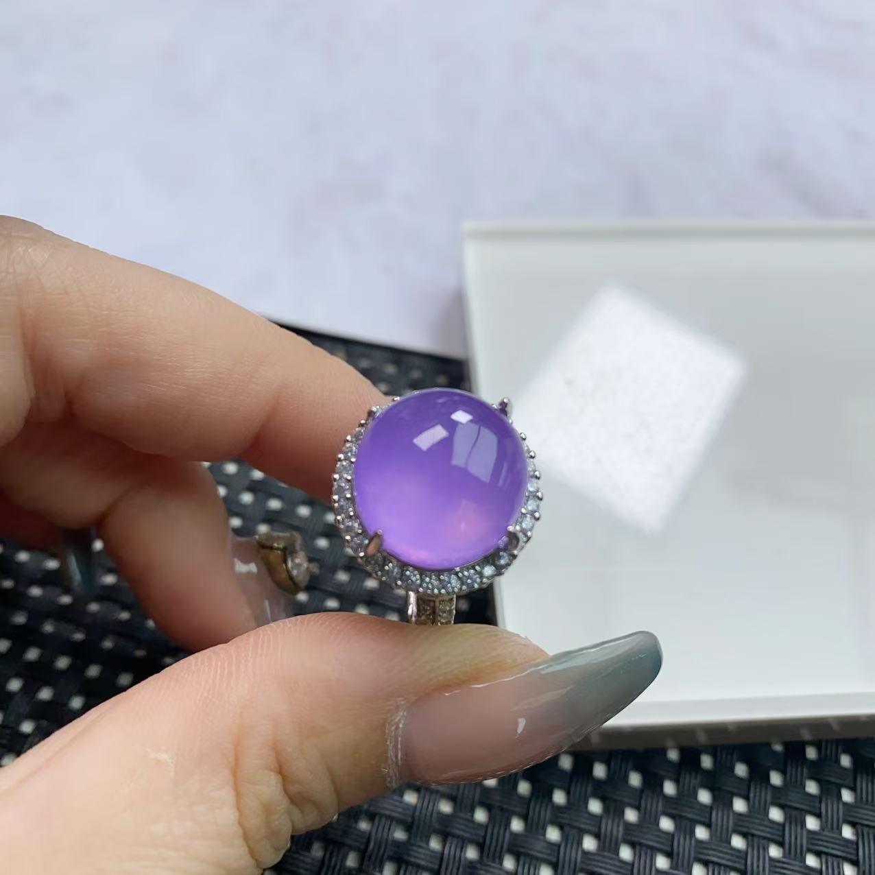 [石矿]A1523冰紫圆戒指