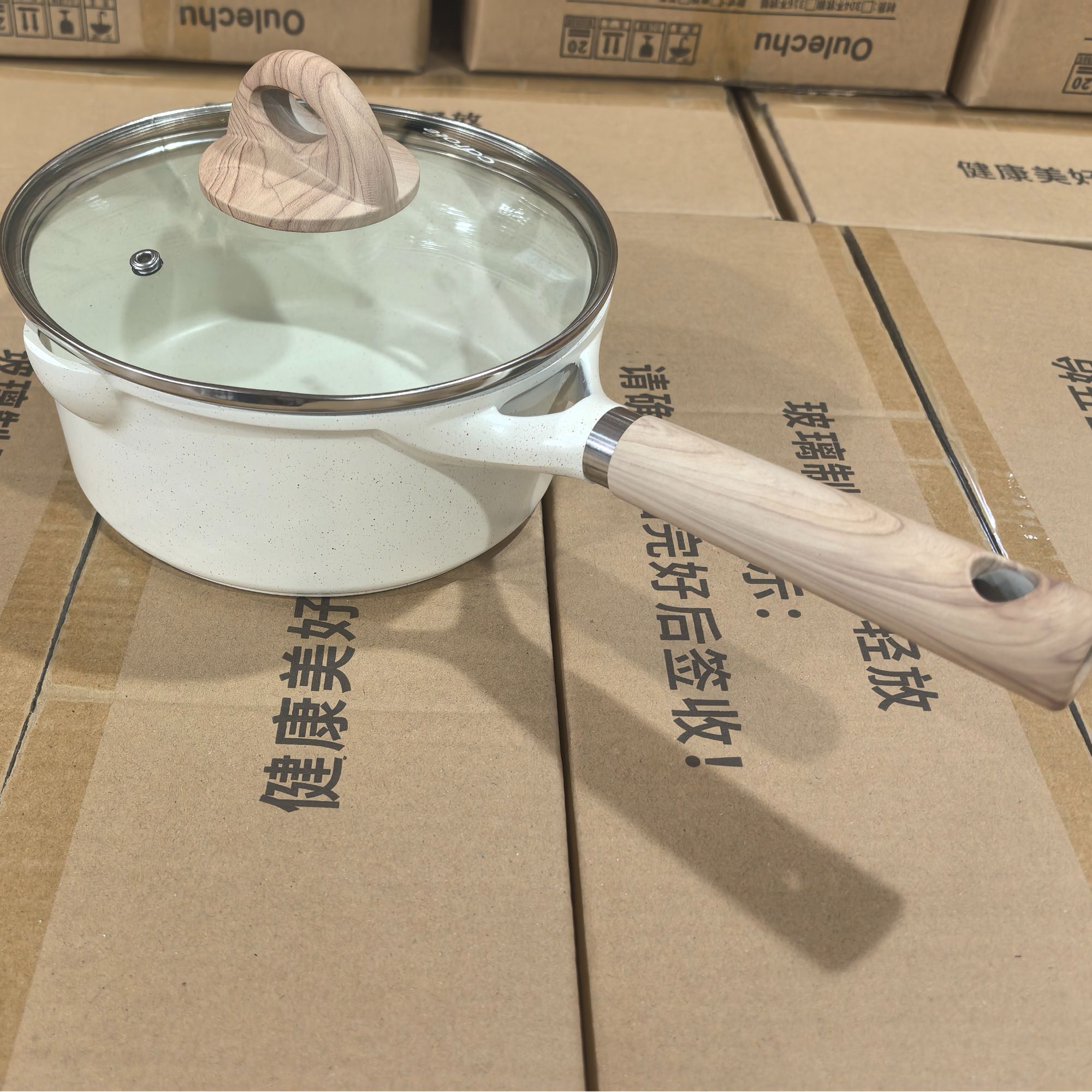 20cm小卡冰淇淋白撤柜奶锅麦饭石辅食锅不挑灶具多功能料理锅微瑕