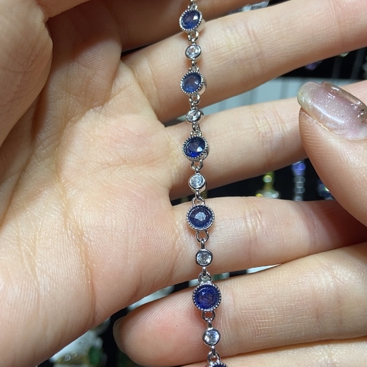 蓝宝石手链银S925镶嵌