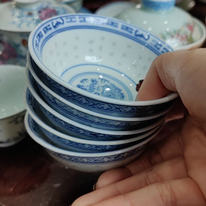 瓷片青花手工玲珑手绘