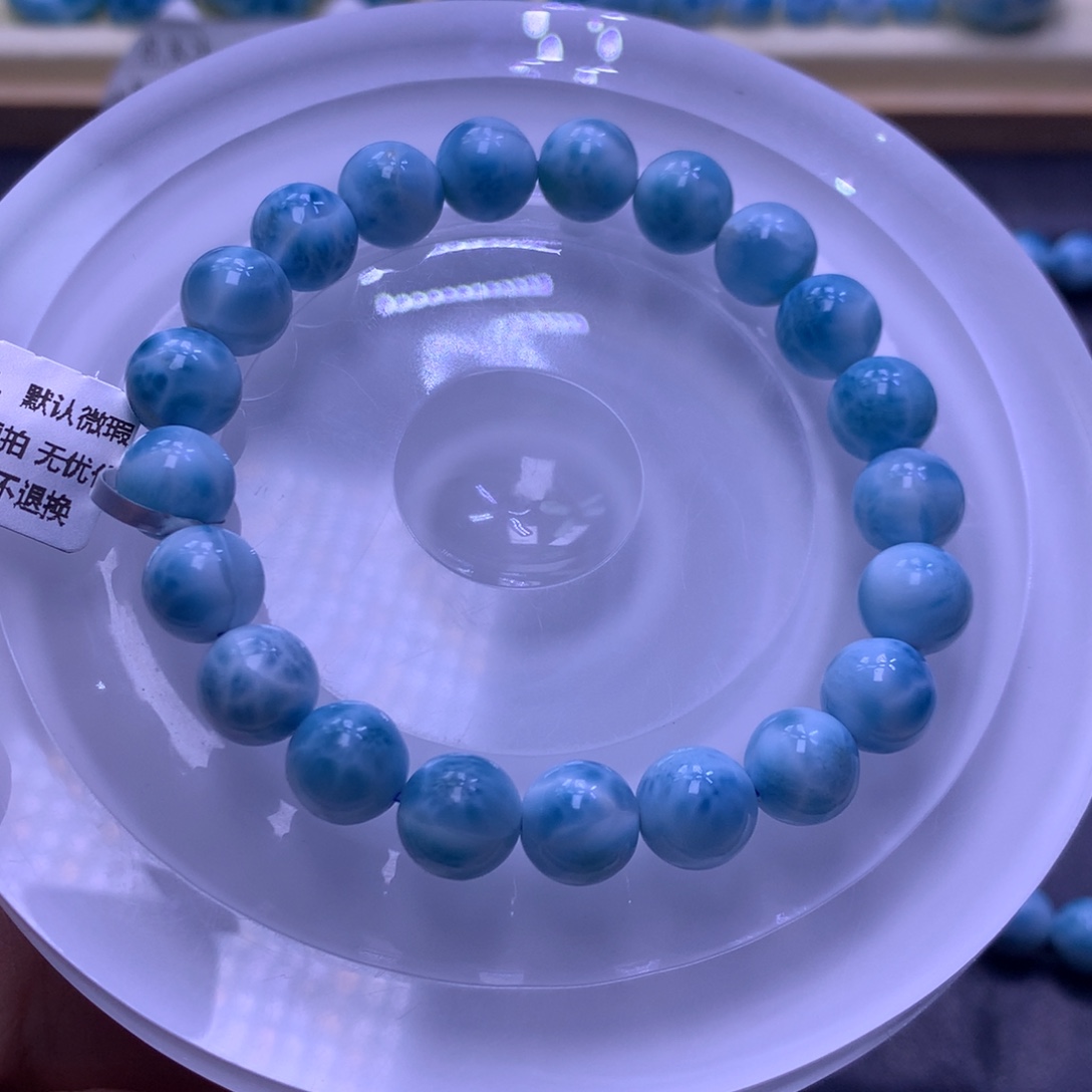 针钠钙石（海纹石）未镶嵌手串9+手串色差略异