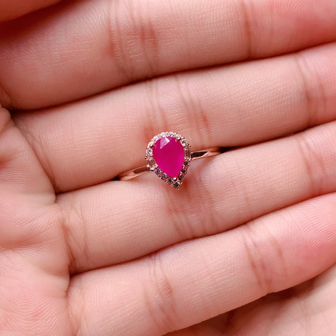 红宝石戒指银S925镶嵌