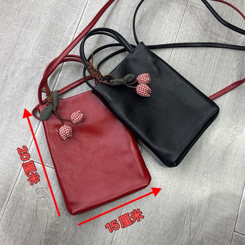 【铂金时袋】6569植鞣牛皮休闲斜挎手提手机包轻巧百搭特惠