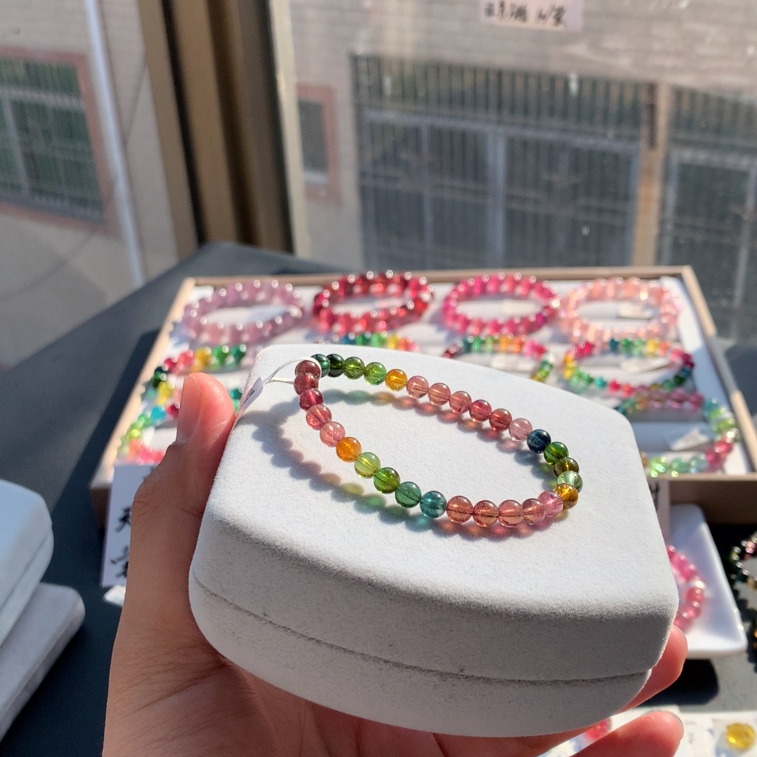 未镶嵌手链碧玺巴西浓艳透体小单圈