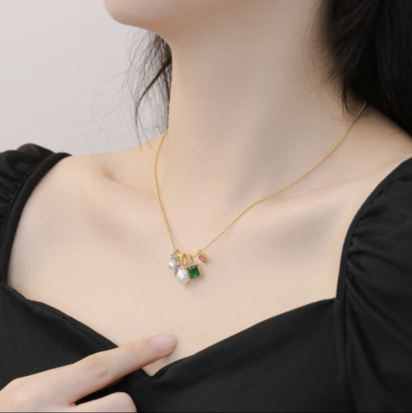 铜合金项链 多元素时尚项链百搭精致设计感C409