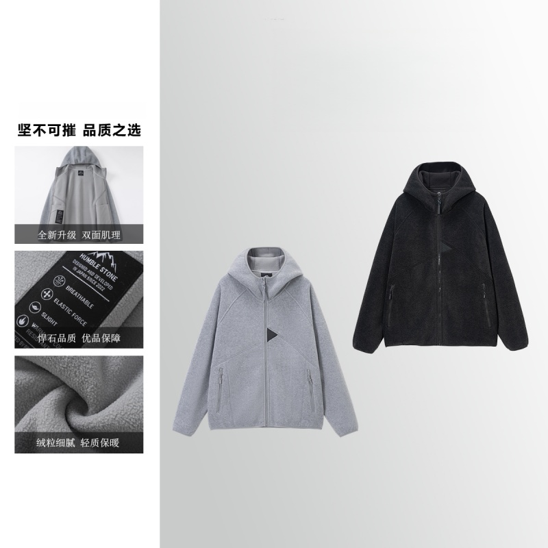 工厂直发【摇粒绒】户外徒步山系情侣三角轻量连帽夹克外套潮C2679