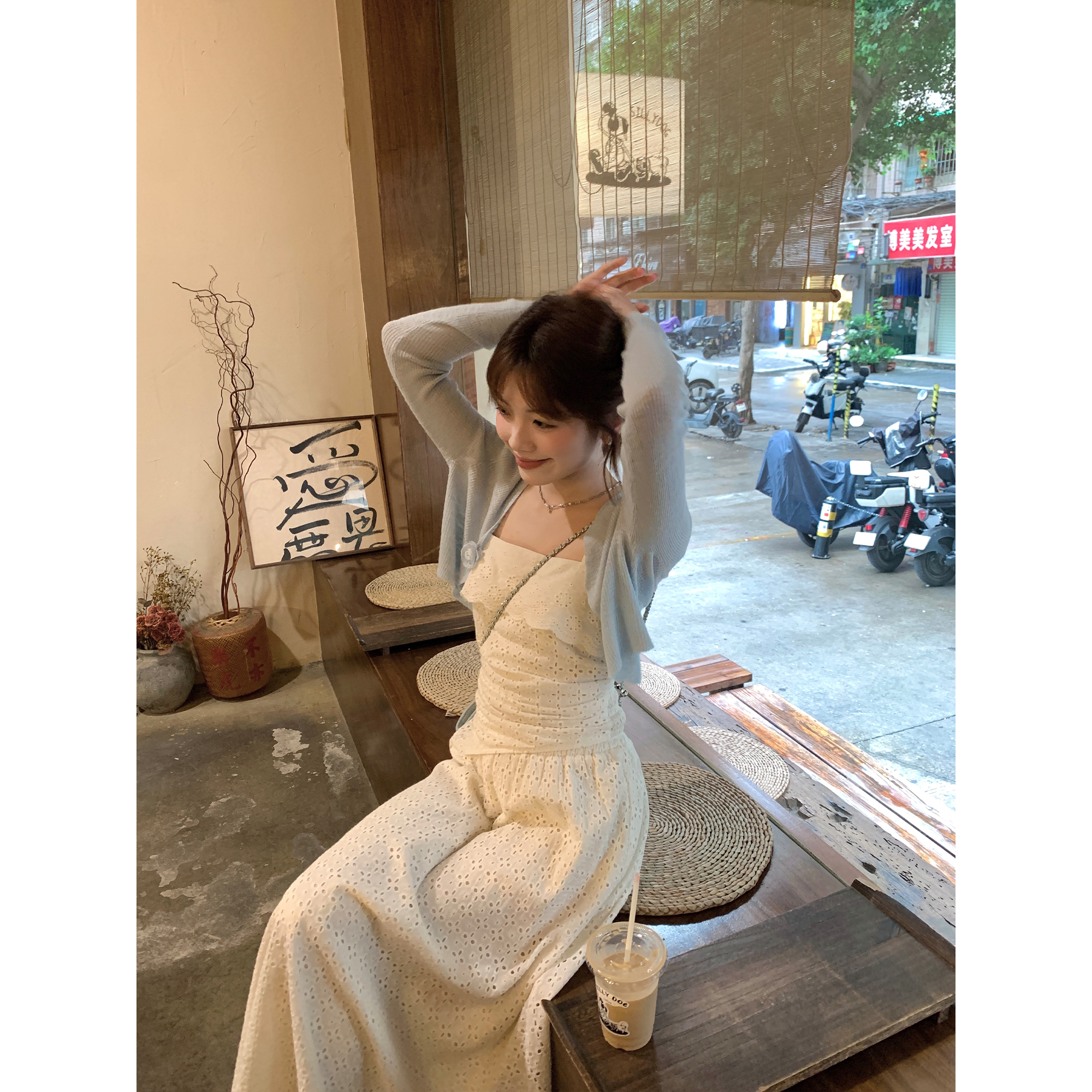 切糕自制【恋综女一】小个子夏季气质女时尚镂空吊带半裙两件套装