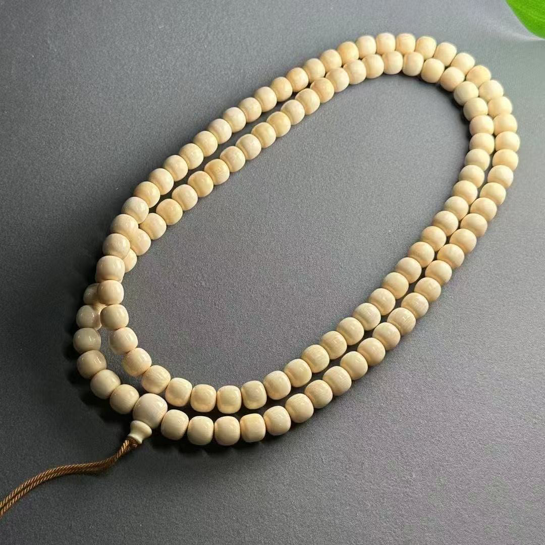 猛犸象牙老型直切108颗爆满纹多圈文玩长串饰品