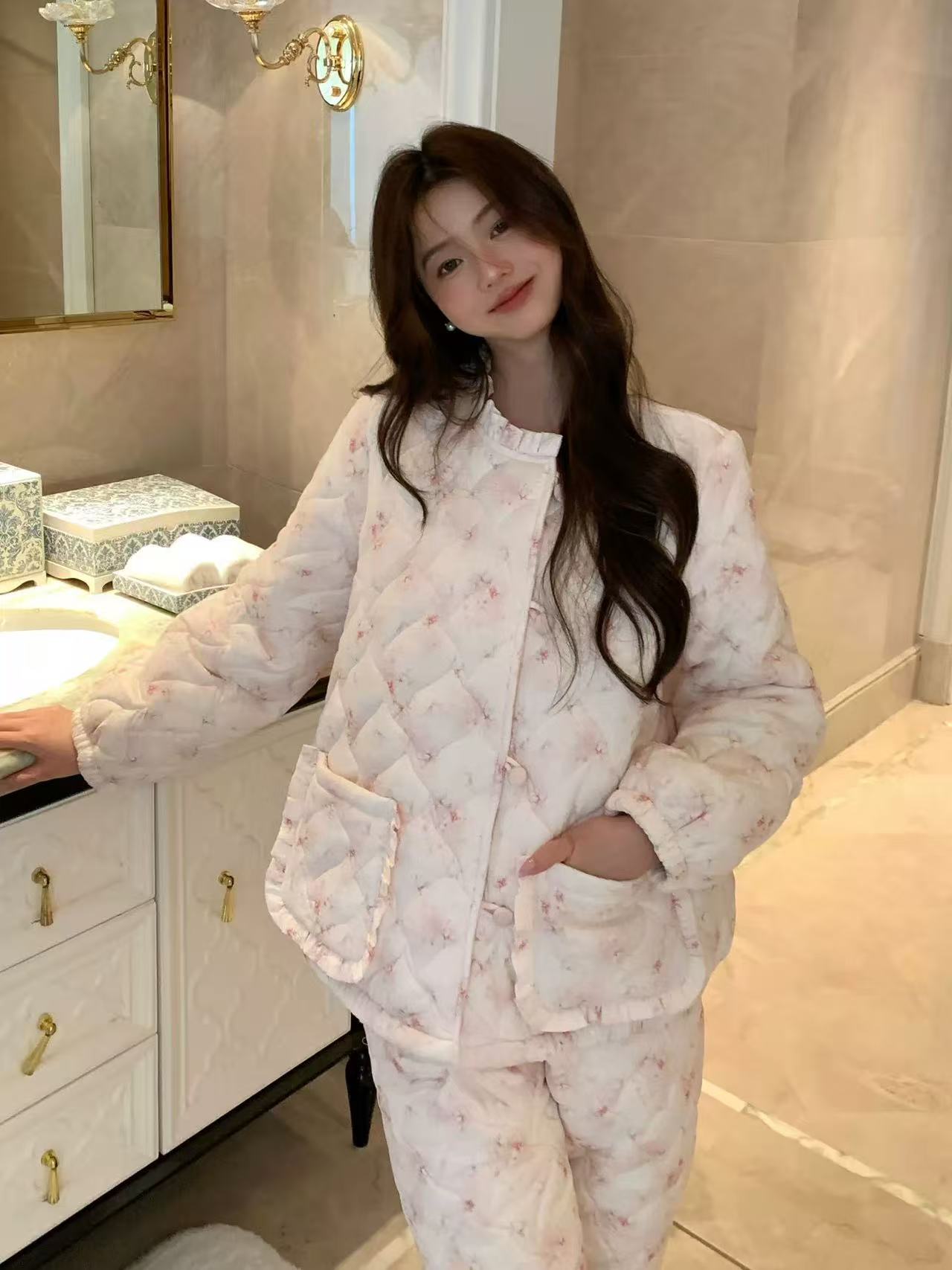 查理夫人【瑾雅】新款2025套装时尚加绒加厚保暖韩版女士冬款家居服