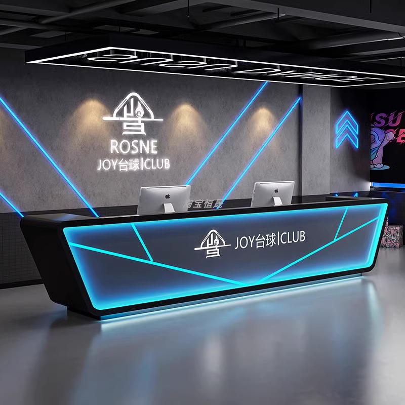 工业风台球厅吧台电竞酒店前台接待台轻奢KTV酒吧收银台网咖前台