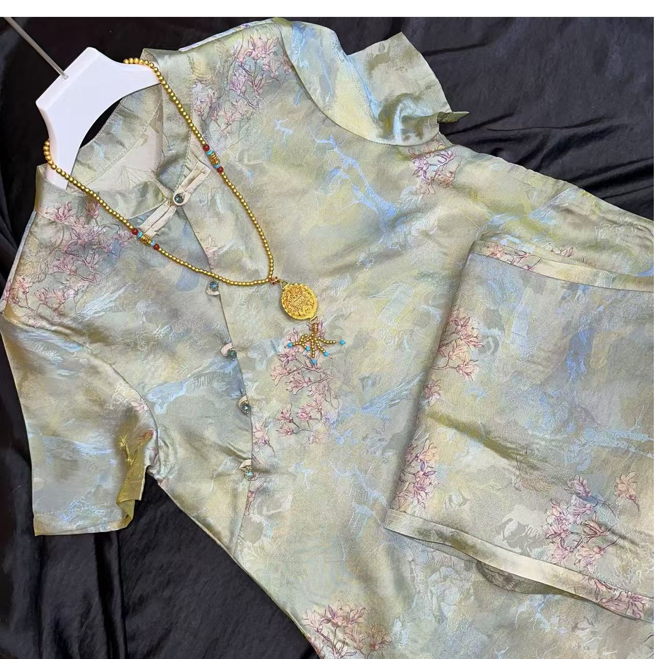 0250-常熟新中式【汉明月】长裤款气质夏季女士套装