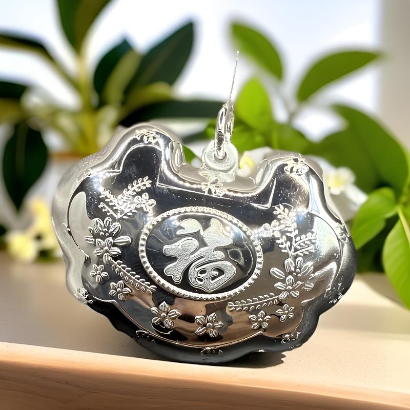 吊坠足银 足银999福字锁包吊坠