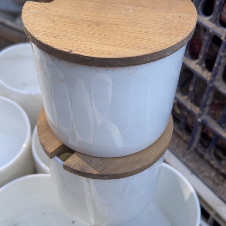 库存瓷器瓷直杯子带竹子盖两个