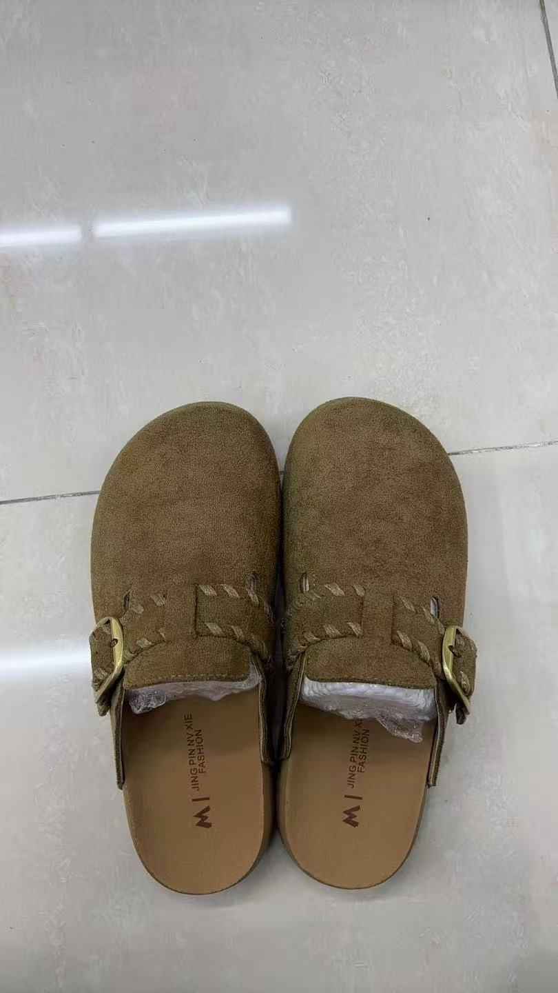 705-1皮带包头拖鞋纯色灰色米色皮带扣包头款马衔扣韩版舒适时尚