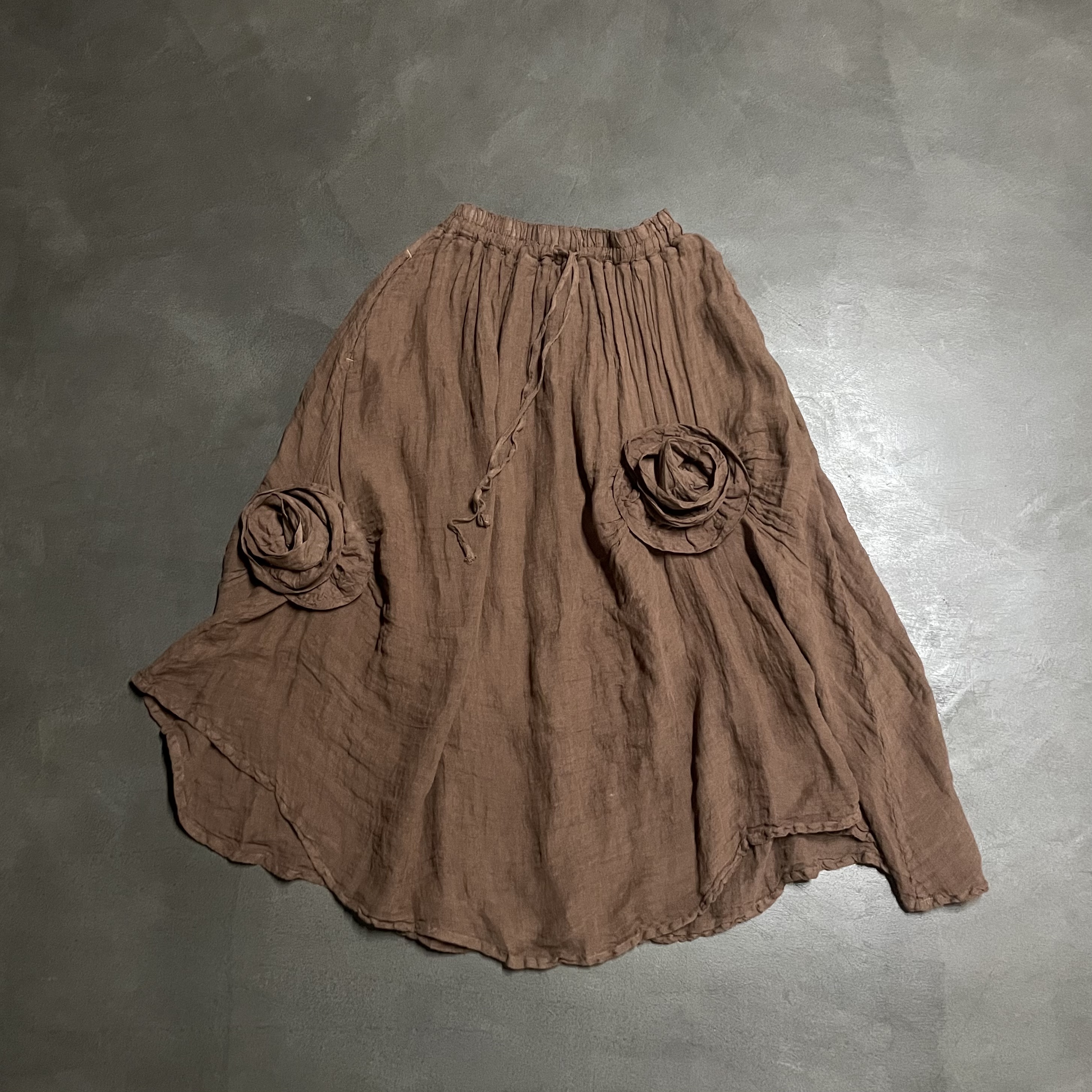 唐不染繁花半裙62536/重磅亚麻复古炒色田园自然清冷系禅意衣服女