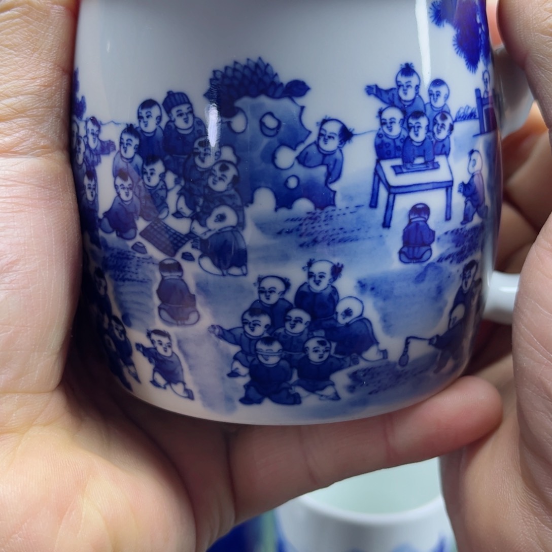 杯子木*青全手工手绘的陶瓷，