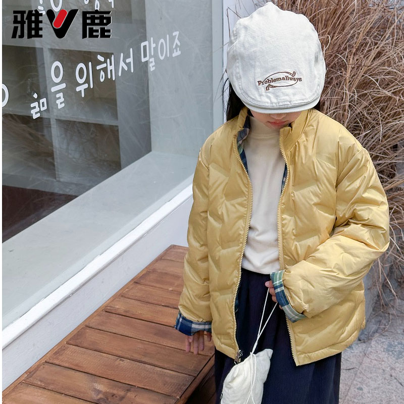 雅鹿秋冬羽绒服立领内胆中大童男女童内外双穿校服神器轻薄