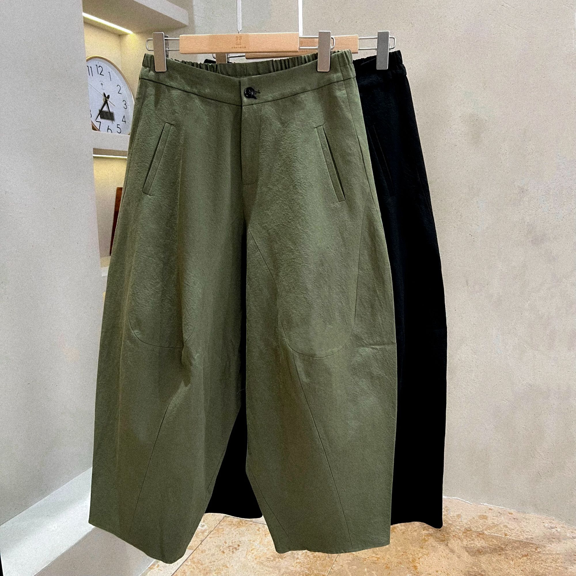 Li Wang/里望设计师款  棉麻 分割设计气球感秋季阔腿休闲吊裆裤