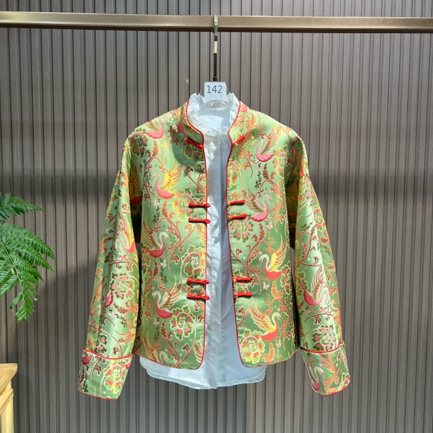 天鹅湖 2025春新款清新浪漫新中式织锦提花宽松外套