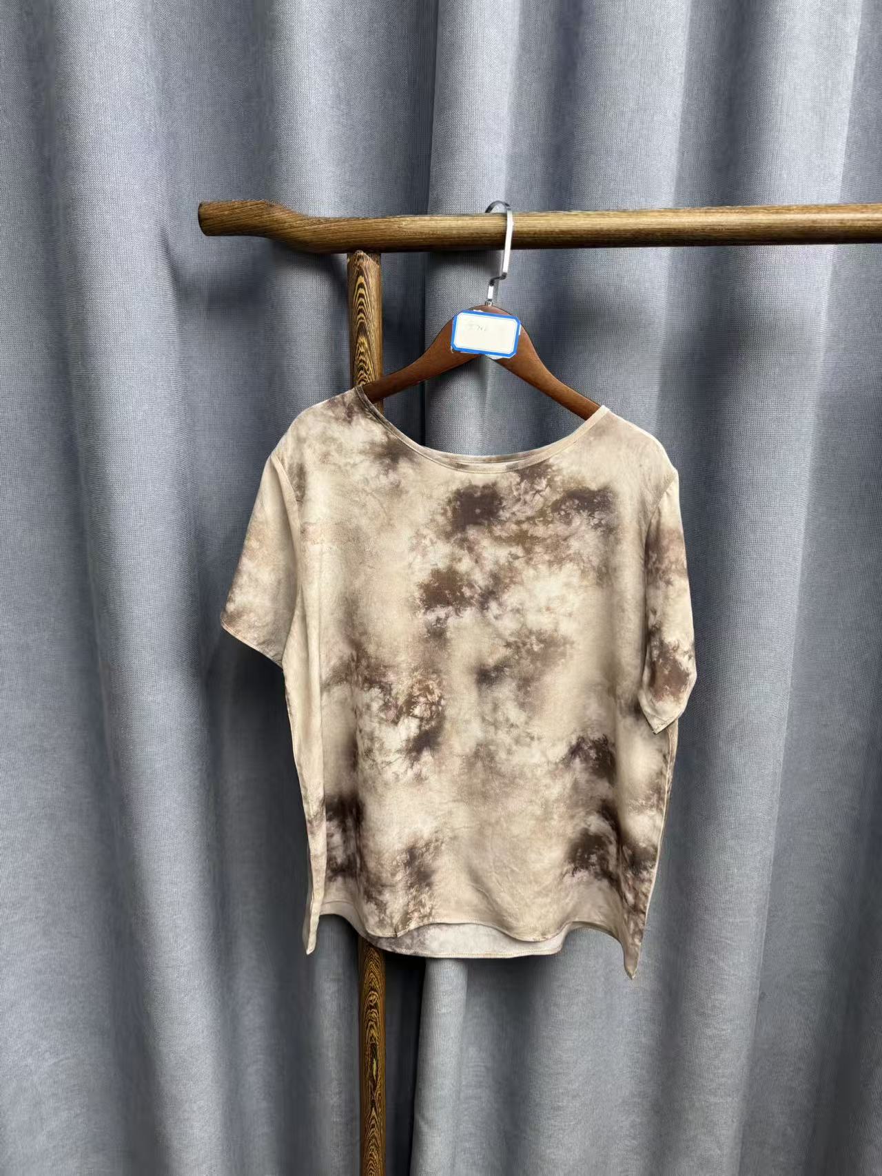 夏季新款休闲时尚圆领桑蚕丝七分袖上衣女T721