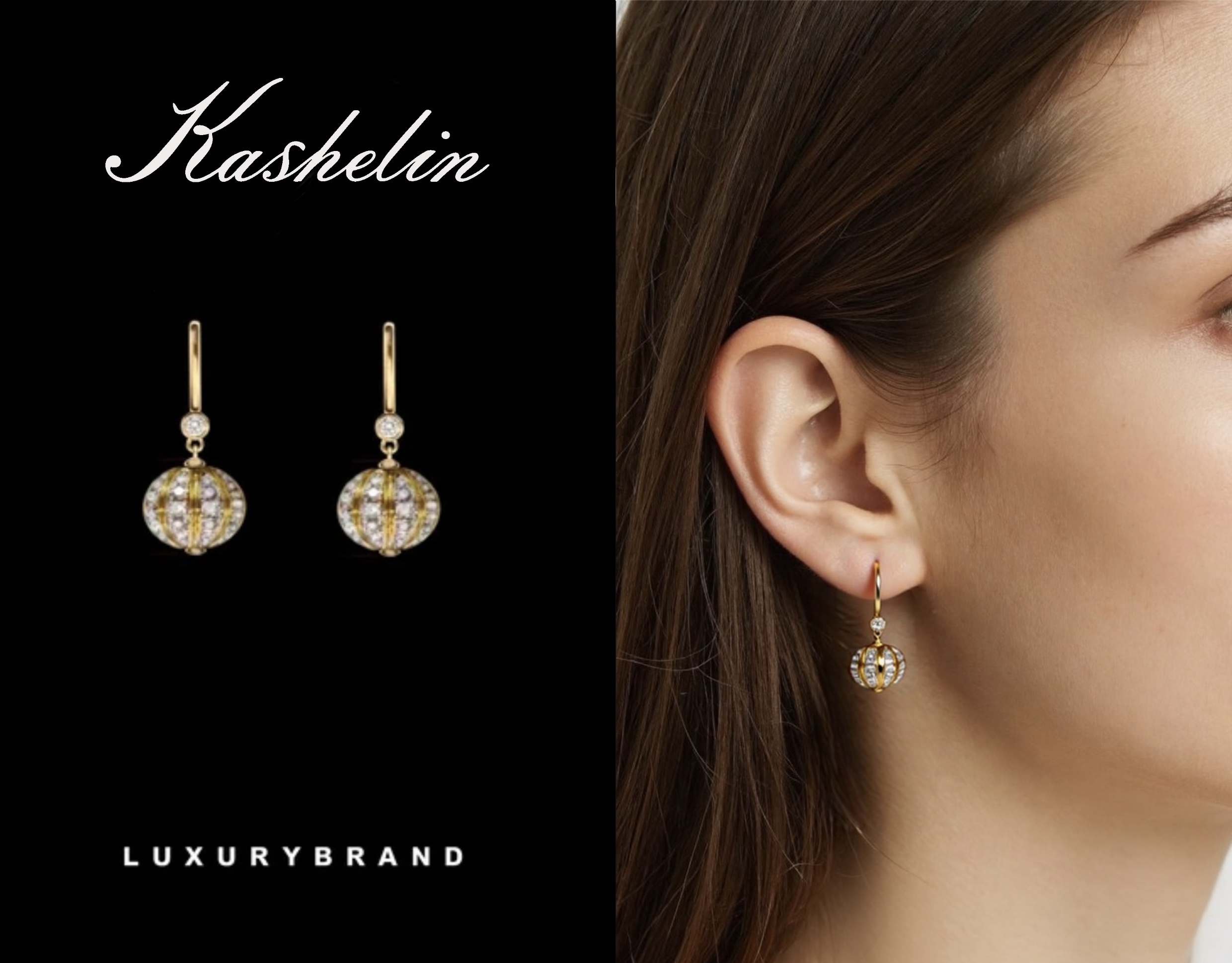 OF 英★【高定】KS设计师款南瓜珠双色耳环~8909