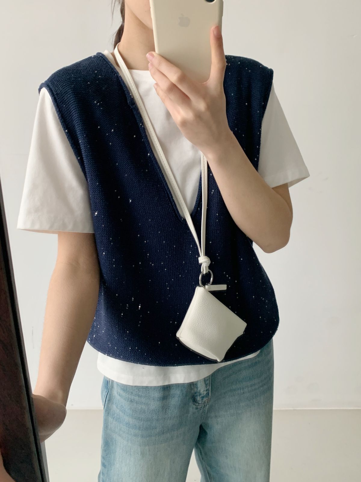 【素简.960176】春款上新星点亚麻宝藏上新时尚百搭背心针织衫