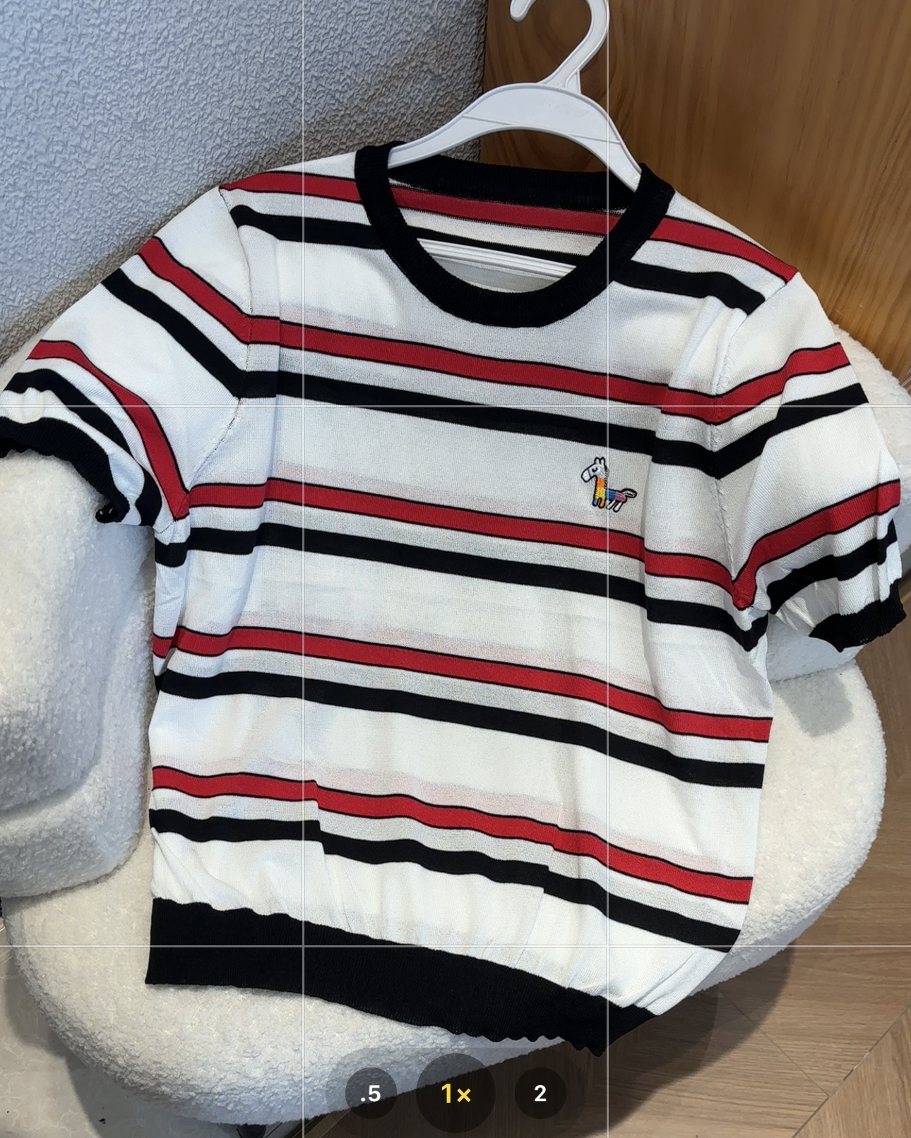 新疆包邮【Z88】条纹小马刺绣短袖-衣长59