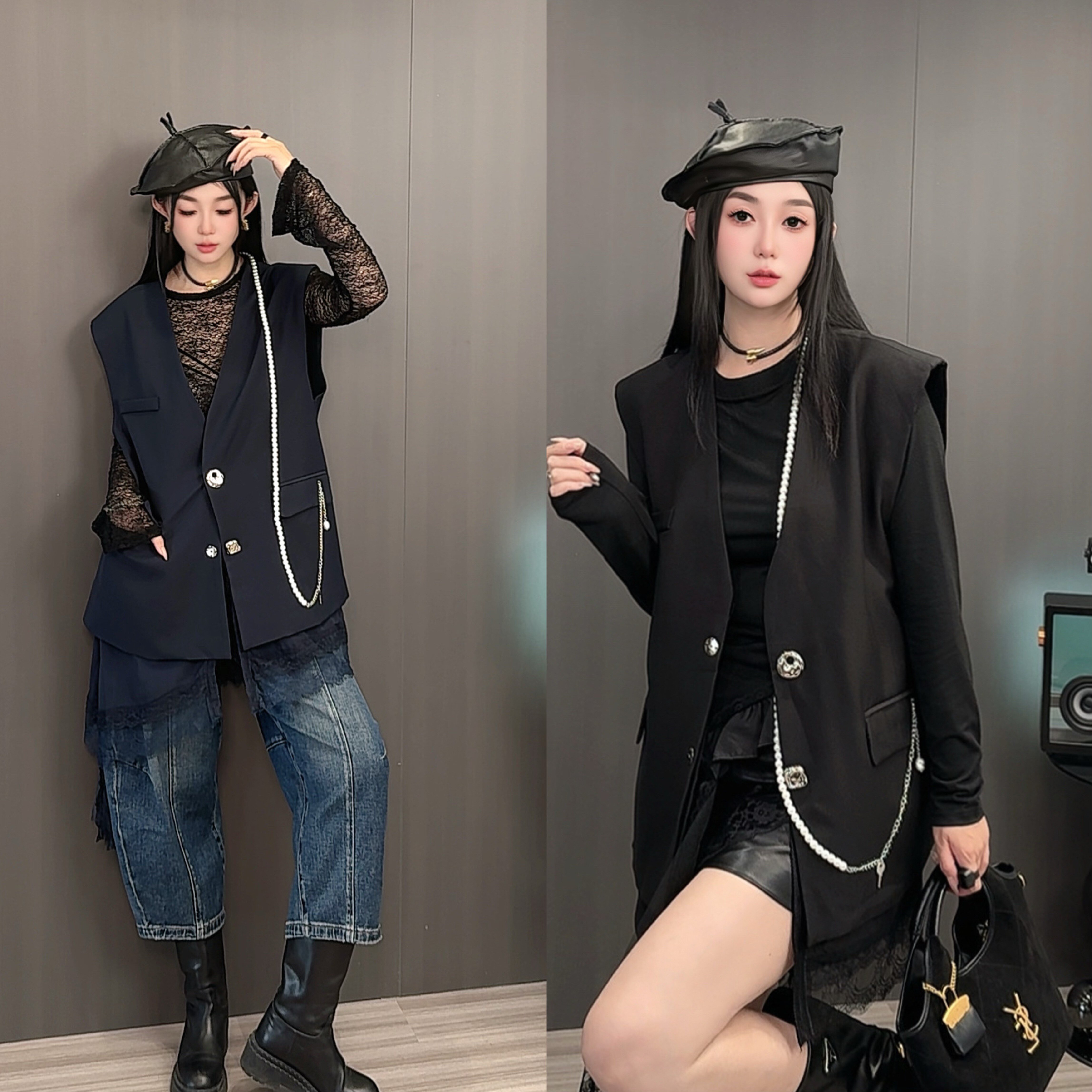 欧洲站2025秋季新款马甲时尚洋气显瘦休闲马夹女V领无袖西装上衣