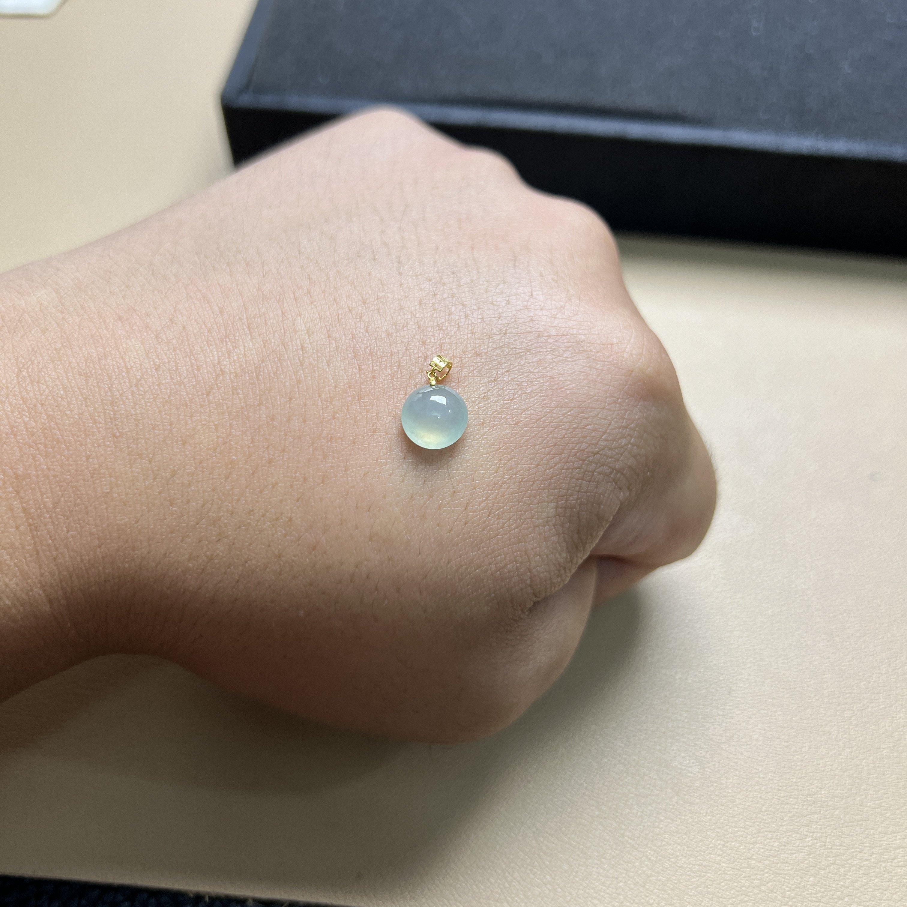 翡翠蛋面吊坠冰种水头好18K平安圆满高贵精致素款