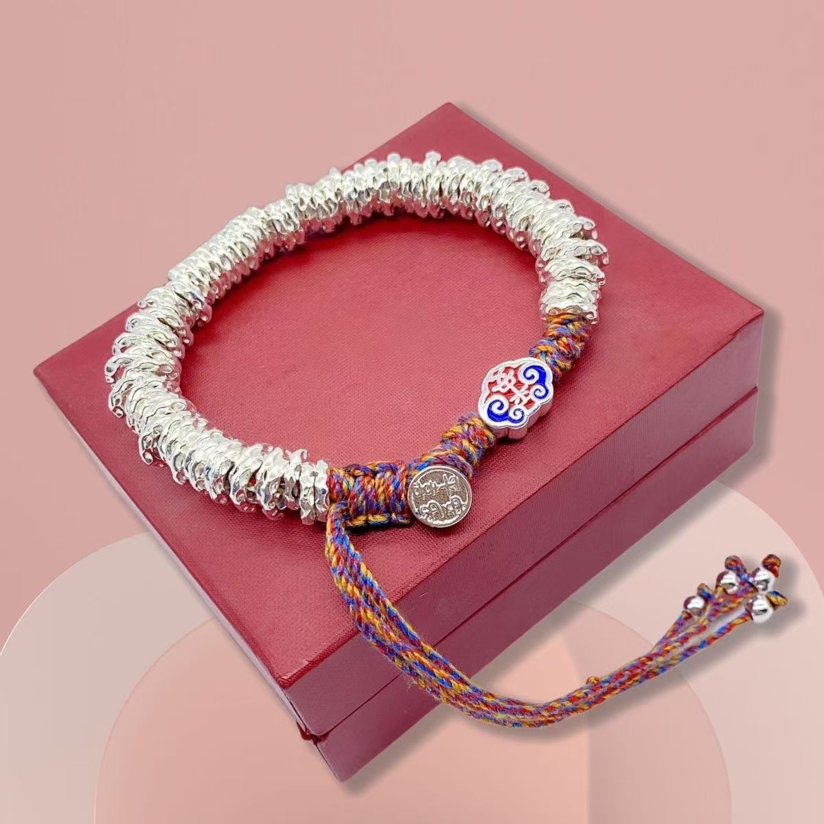 足银9999 高端大气实心精美古法盘缠平安手链 货号083