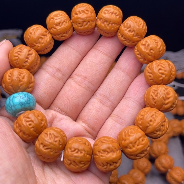 猴头核桃吊坠17麻花串绿