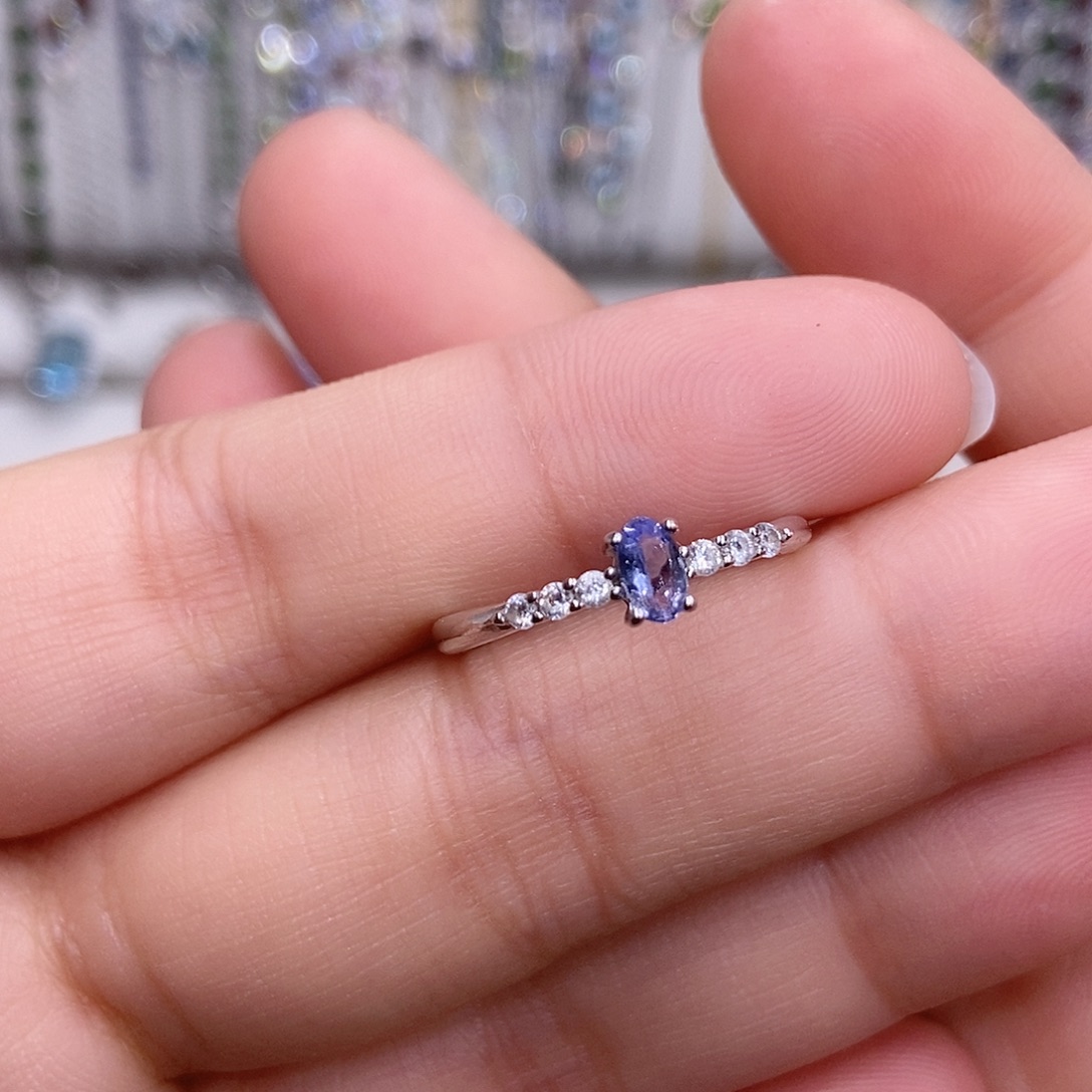 戒指坦桑石银S925镶嵌