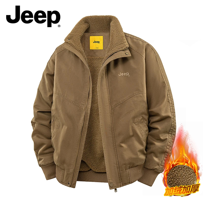 JEEP/吉普户外美式外套纯色夹克休闲风保暖男装时尚冬季加绒加厚