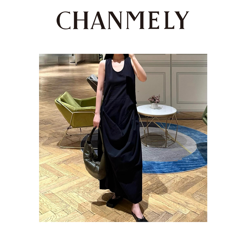 【CHANMITY】24/FW设计师解构式定染显瘦无袖连衣裙024988